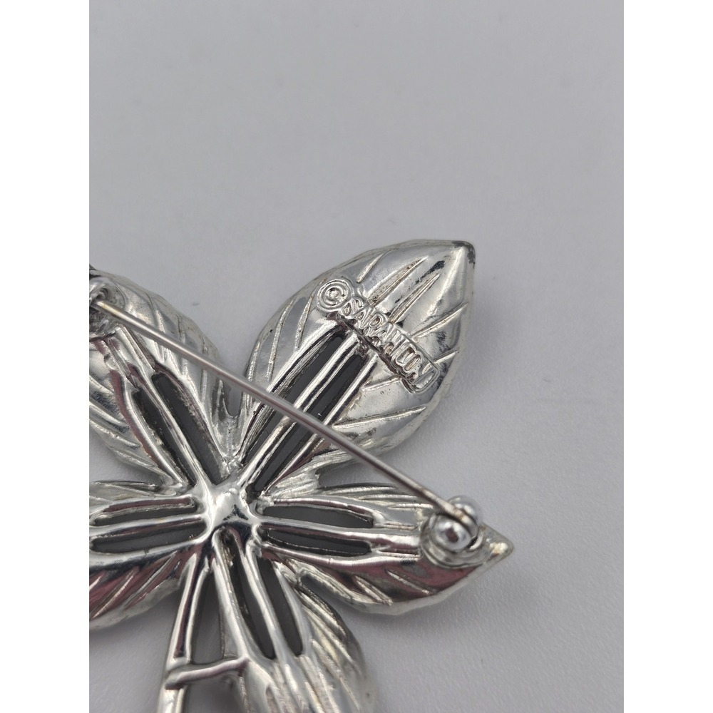 Vintage Sarah Coventry Silver Tone Textured Leaf Brooch Pin Costume Jewelry - Picture 5 of 6